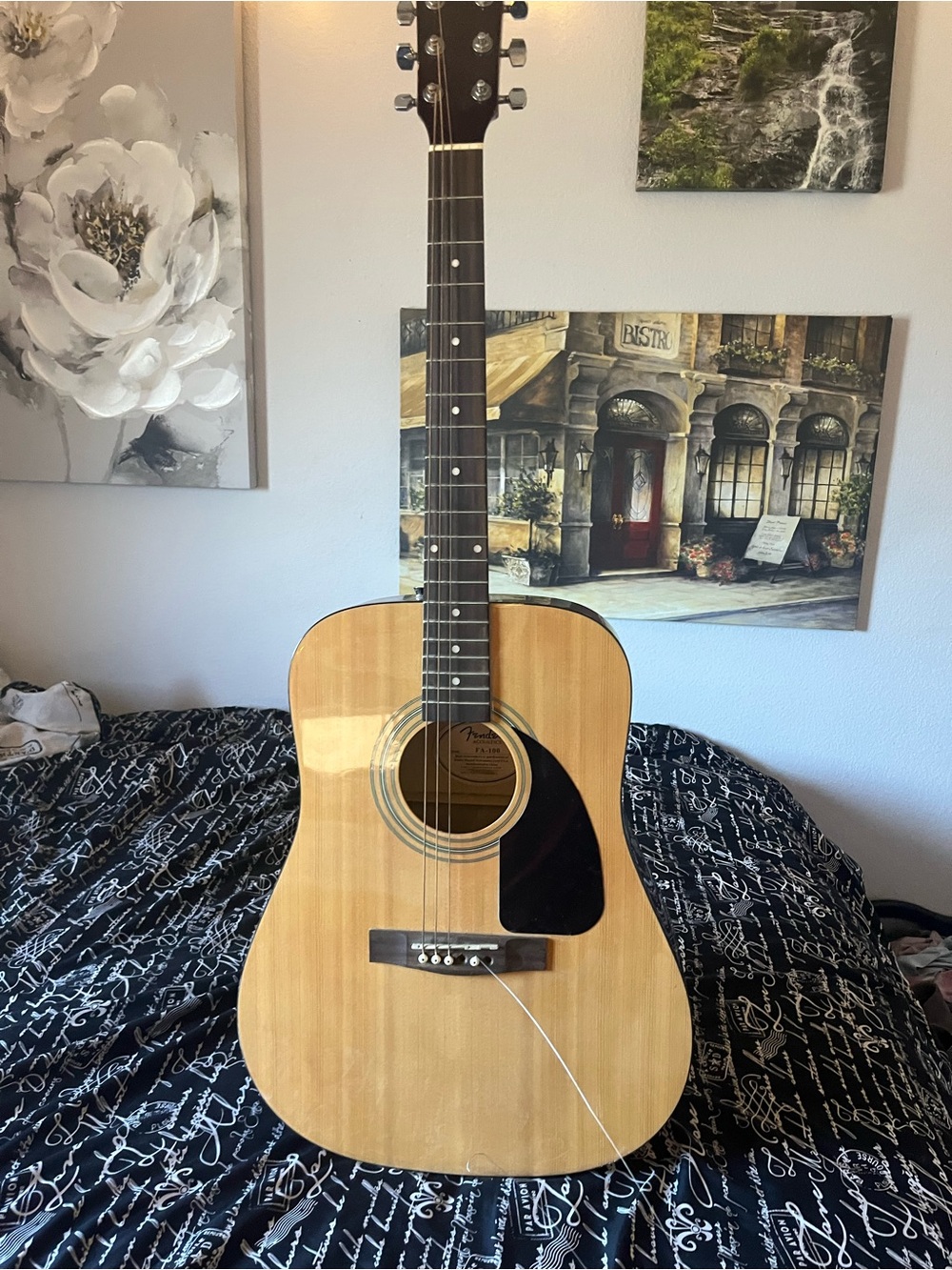 Fender FA-100 Natural Acoustic Guitar, New Pack of Strings and Case included